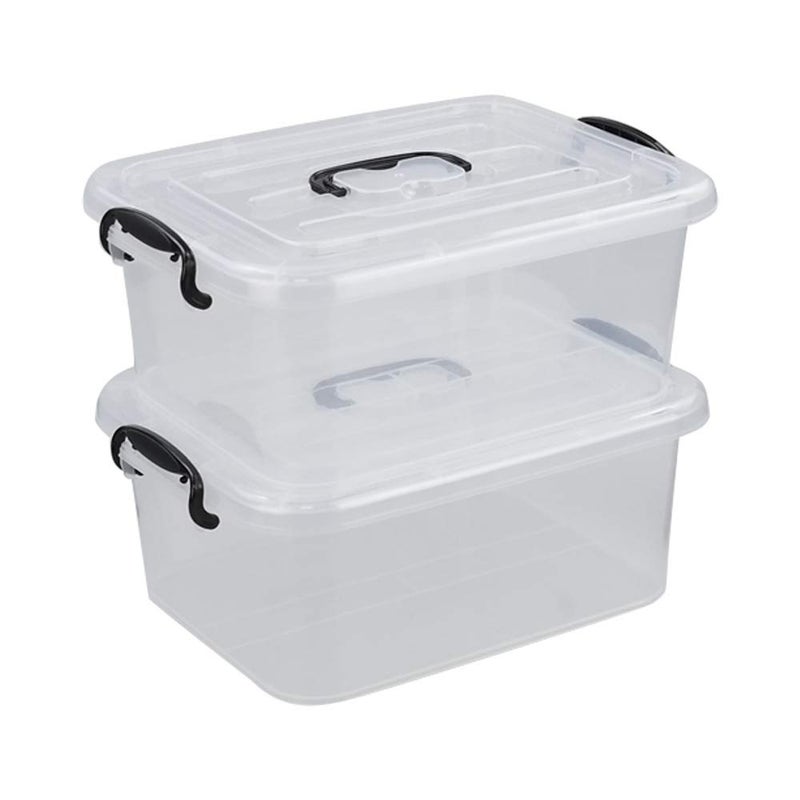 Nicesh 8 L Clear Plastic Storage Box with Handle, 2-Pack - Image 1